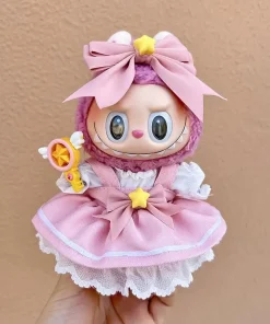 Mini Plush Doll'S Clothes Outfit Accessories For Labubu Idol V1 V2 sitting party Candy plaid skirt headband set Clothing Gift