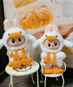 17cm Labubu V1 V2 V3 Forest Fairy Tale Doll Clothes LAFUFU Cute Duck Coat Decoration Bag Pendant Crochet Knitting Clothing