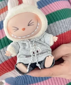 17cm Mini Plush Doll'S Clothes Labubu I II Idol Dolls Sitting Party Cute Hoodie With Pants Accessories For Korea Kpop Exo