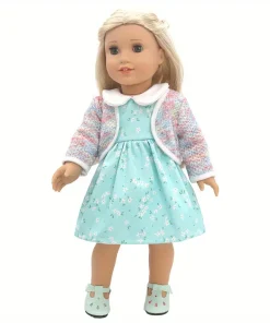 1 set of pink-blue gradient unicorn skirt doll clothes for 18-inch (45.7cm) doll girls. Suitable for American dolls