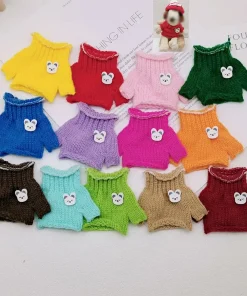 Mini Doll's Clothes Outfit Dolls Accessories for Labubu Dolls Cotton Doll Sweater and Hat Clothing Merry Christmas Gift