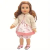 1 set of oatmeal-colored coat pink skirt and pants doll clothes for 18-inch (45.7cm) doll girls. Suitable for American dolls