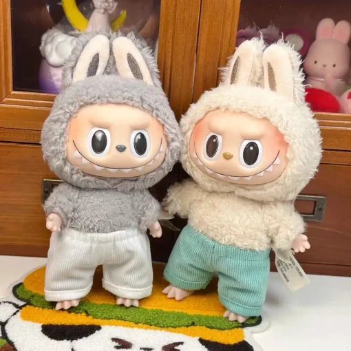 For Labubu Doll Clothes 17cm Vinyl doll Labubu Doll Changing Shorts Versatile Denim Pants Labubu matching Outfit