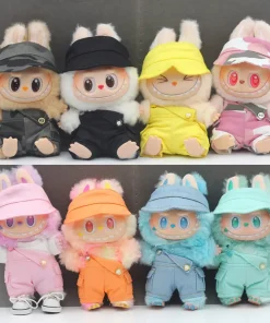 Only Clothes New 17cm Labubu Vinyl Pendant Doll Set Dopamine Color Fisherman'S Hat Suspenders Suit Replacement