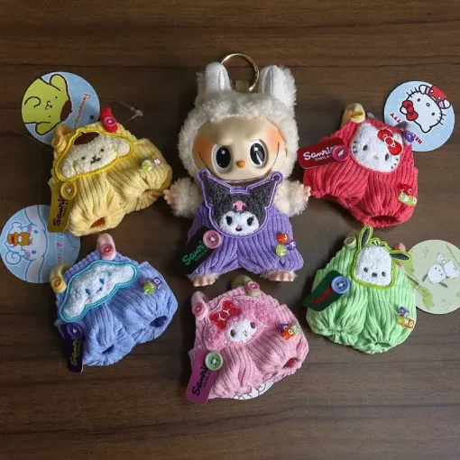 Labubu Doll Clothes Cute Overalls Sanrio Kuromi Cinnamoroll Clothes Cotton Doll Clothes Suitable for 17cm Dolls Children Gifts