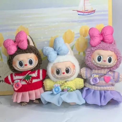 For 17cm Labubu v1/v2/v3 Summer Outfit clothes Labubu clothes sweater jelly skirt set for Ropa Labubu Dolls