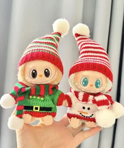 Labubu I II Idol Dolls Sitting Party Clothing Outfit 17cm Mini Plush Doll'S Clothes Sweater Hat Scarf Overalls Accessories