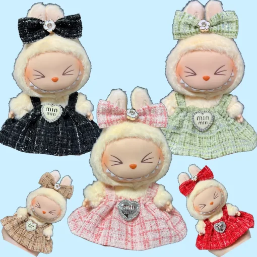 For 17cm Labubu Plush Doll Skirt Sweet Dress Set for DIY Clothes Accessories Gift