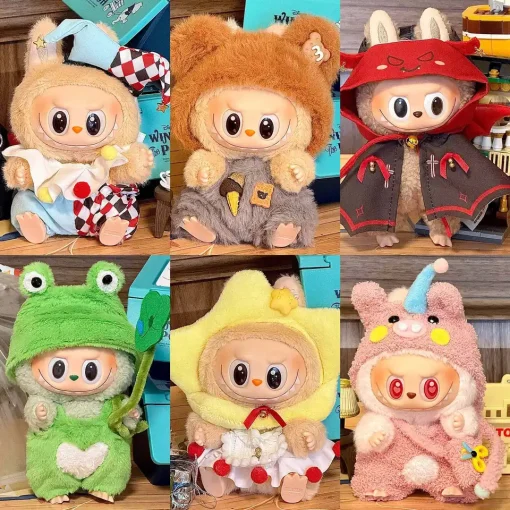 Birthday Gifts Labubu Clothes Set Outfit For 15-17cm Labubu DIY Doll Accessories Overalls Skirt Clown Devil Costume Halloween