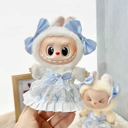 15cm/17cm Labubu I II Dolls Clothes Cute Blue Sea's Daughter Dress Sitting Party  Accessories Clothing Plush Doll'S Clothes