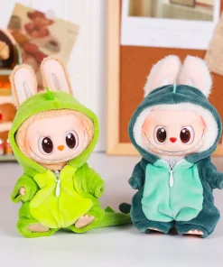 13CM Plush Doll Clothes for Labubu Doll's Clothes 6-Piece Set Dinosaur Animal Suit with Hat Outfit Accessories Dolls Clothing