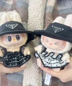 For 17cm labubu/mokoko clothes outfit labubu sitting party v1 v2 baby clothes kpop exo bts black and white fragrant skirt set