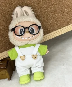Bear Overalls for 17cm Labubu Dolls Adorable Baby Clothes and Accessories