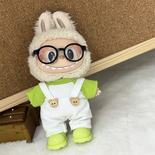 Bear Overalls for 17cm Labubu Dolls Adorable Baby Clothes and Accessories