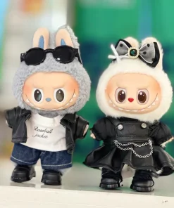 For 17cm Labubu Mokoko Leather jacket and skirt Locomotive Style Outfit Labubu Accessories Labubu Clothes