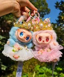 17cm Labubu Idol Dolls Retro Crown Headwear Princess Queen Wedding Dress Cute Korea Kpop Exo Hoodie Plush Doll's Accessories