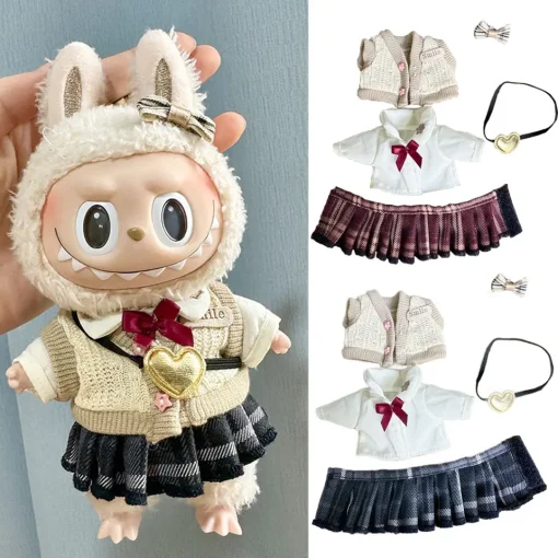 Mini Plush Doll'S Clothes Outfit Accessories For Korea Kpop Exo Labubu V1 V2 JK skirt set Clothing Gift