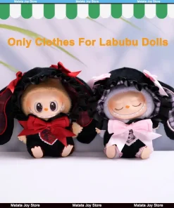 Only Clothes For Labubu First Second Generation Doll Clothing Rabbit Ear Hooded Cute Dark Fashionable Soft Fabric Black White