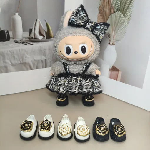17cm Labubu Custom Camellia Exquisite Leather Shoes Handsome Skateboard Exquisite And Gorgeous Bag Labubu Weapon Accessories
