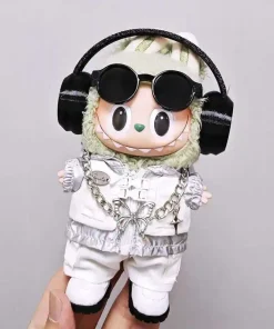 옷만 17cm Labubu 인형 옷 실버 가짜 투피스 세트 윈드 브레이커 및 신발 세트 17cm Labubu 귀여운 패셔너블하고 트렌디