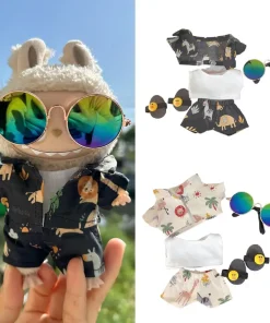15/17cm Labubu Doll Beach Bikini/flower Shirt Sunglasses Clothes Set Doll Photo Clothes Decoration Accessories