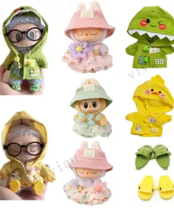 17cm Mini Doll'S Clothes Outfit Accessories For Korea Kpop Exo Labubu Idol V1 V2 Raincoat love bear dress hat set Clothing Gift