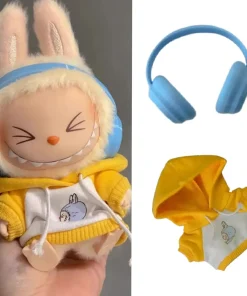 15/17cm Labubu Trendy Printed Hoodie with Earphones Decoration Clothes Set