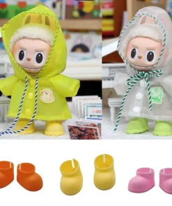17cm Labubu Thailand Limited Edition Raincoat Fashionable And Cute Rain Boots Customized Labubu Clothes Shoes Dresses