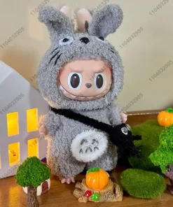 Labubu The Monster Cartoon Totoro Costume Clothes Vinyl Doll Action Figure 1:1 Replica Bag Charm Bag Pendant Gift