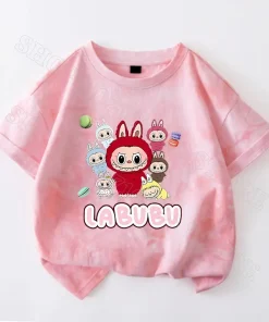 Labubu Boys Girls Cute T-shirts Cotton Short Sleeves Children Summer Clothes Cotton T Shirt Cartoon Character Pattern Tee Gifts