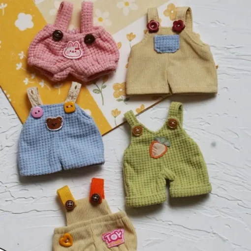 DIY Sweet Fashion Handmade Labubu Strap Pants DIY Replace Doll Rompers Labubu Jumpsuit 12cm Dolls