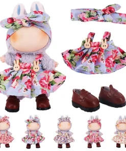 for 17Cm Plush Doll For Labubu Clothes Accessories Pants Skirts Cute Overall Doll Suspender Dress Holiday Gifts