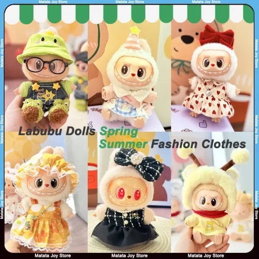 Only Clothes Labubu Dolls Clothes Sitting Party Pendants Cute Baby Clothes Soft Fashionable Spring Summer Dresses Hats Chef Sets
