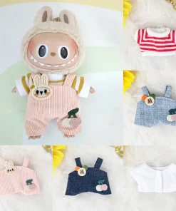 1PC Corduroy Suspenders T-shirt Set Adorable Labubu Cartoon Onesie-Change Accessories Mini Cute Clothes