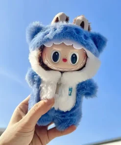 Kawaii Shark Onesie for Mini Doll 17cm Cute Plush Doll's Clothing Outfit Labubu ldol Dolls Clothing Accessories