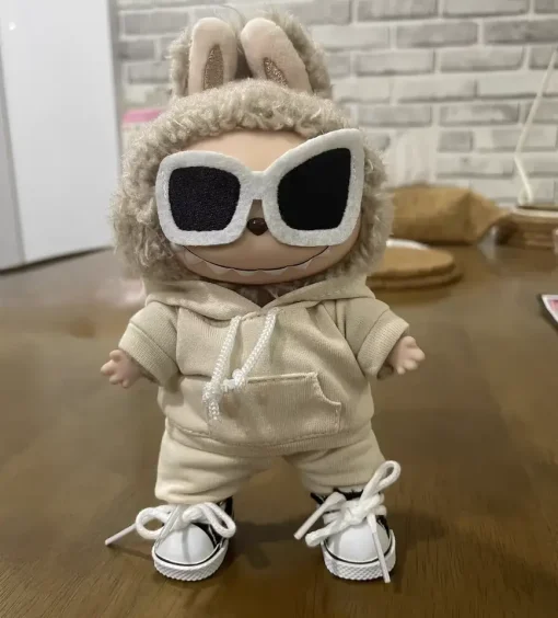 Conjunto de moletom e calças Labubu Ropa de 17 cm – Roupas labubu modernas e confortáveis, roupas aconchegantes
