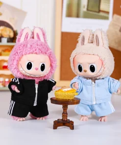 15CM Doll Clothes Colorful Sports Style Zipper Casual T-shirt 2-Piece Set for Labubu Clothes Obitsu 11 Cotton Dolls Clothing