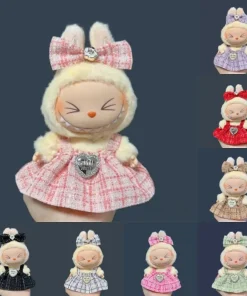 For 17cm Labubu Plush Doll Skirt- Adorable Skirt Set for DIY Clothes Accessories Gift