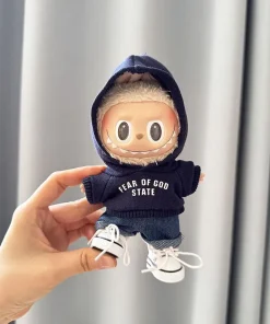 15cm 17cm Labubu I II Idol Dolls Cute Mini Plush Doll'S Clothes Korea Kpop Exo Idol Dolls DIY Accessories Gifts FEAR Hoodie Set