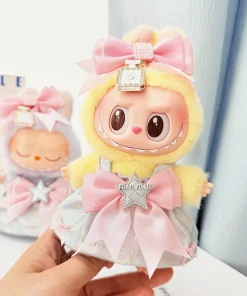 15/17cm Labubu Trendy Cute Laser Dress Doll Clothes Set with Hairband Accessories