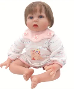 1 set of cat romper suit with flower bib doll clothes for 22-inch (55CM) NPK silicone dolls. Suitable for NPK silicone dolls