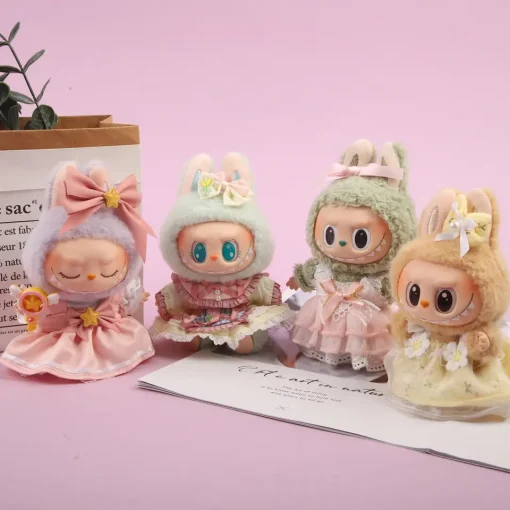 First and Second Generation Blind Box Labubu Sitting Party Baby Clothes Pendant Labubu Clothes Summer Cute Skirt Collection
