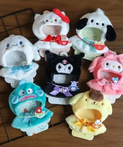 Sanrio Labubu 15cm Cape Skirt Suit Sitting Party Hello Kitty Kuromi Clothes Monsters Vinyl Labubu Outfit Clothing Hat Accessory