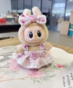 17cm Labubu I II Idol Dolls Cute Mini Plush Doll'S Clothes Korea Kpop Exo Idol Dolls DIY Accessories Pink Skirt Gifts New Style