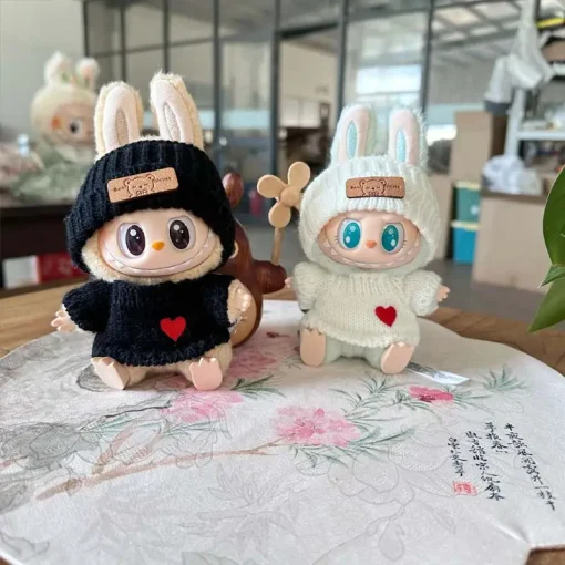For 17cm Labubu Doll Outfit Clothes Accessories Hat and Sweater Clothes Set for Labubu Dolls Cute Decoration DIY Toys Clothes