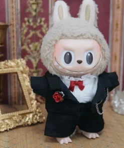 17cm Labubu Doll Outfits Designer Luxury Black Labubu Doll Clothes Suit Formal Wear Plush Toys Clothes Labubu Doll Accessories