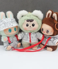 Labubu 17cm Printed Casual Hoodie Doll Decoration Fisherman'S Hat Cowboy Strap Pants Work Clothes Travel Clothes Strap Pants