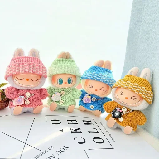 Labubu I II Dolls Clothes Cute 4 Colors Knitted Sweater and Hat set Accessories Clothing Plush Doll's Clothes