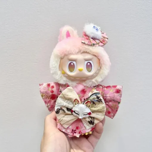 Labubu Doll Dress Up Set 15cm V3 Big Into Energy Japanese Kimono Outfit with Ropa Labubu Decoration