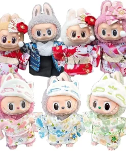 Mini Doll'S Clothes Outfit Accessories For 15-17cm Ropa Labubu and 10cm cotton doll Kimono set Clothing